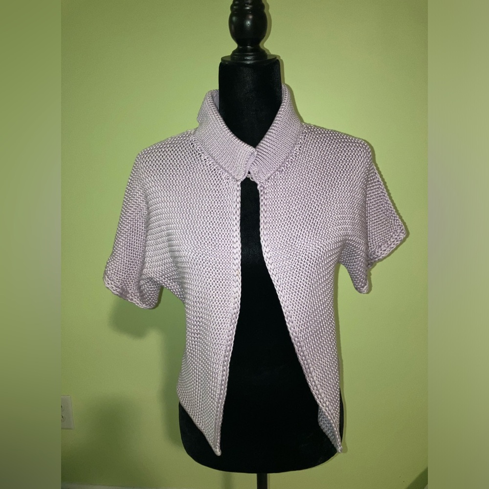 Valentino pastel lavender lilac knit top cardigan sweater silk size M medium
